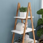Solid Wood, Bamboo Wood, Oxford A- Shaped Ladder Display Bookshelf - furniture piece