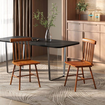 Dining Chairs Set Of 2, Farmhouse Wood Kitchen Chairs With Rubber Wood Frame, Spindle Back For Dining Room, Light Brown - quality furniture