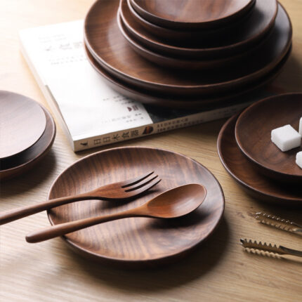 Japanese Wooden Fruit Bowl Round Wooden Plate Idea - wooden craft