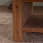 Rectangle Coffee Table With Solid Wood For Living Room, Large 2-Tier Rustic Coffee Table With Storage Shelf, Office And Apartment, Easy Assembly - wooden craft