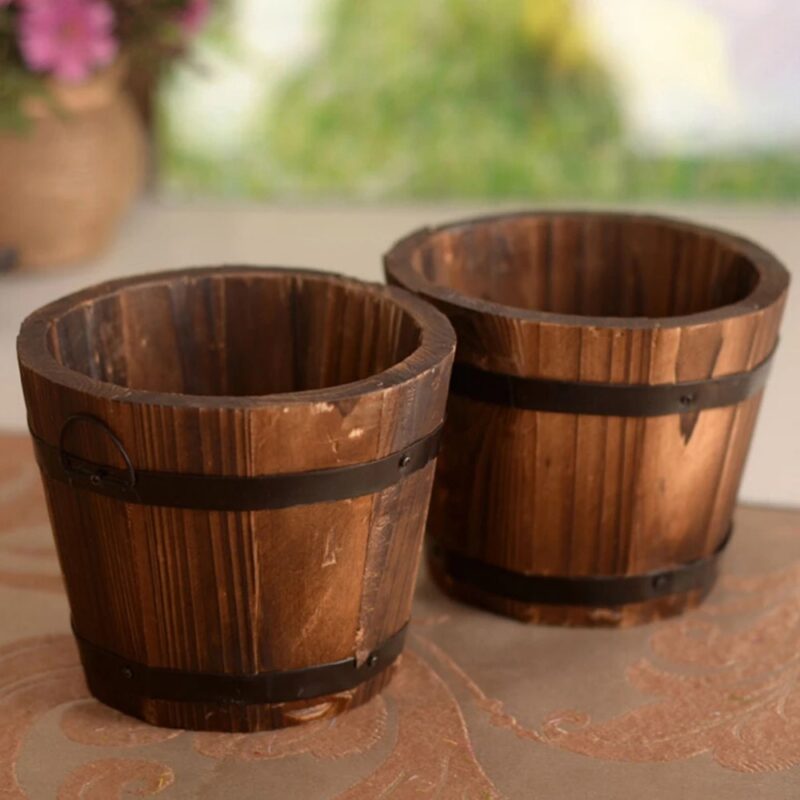 Vintage Whiskey Barrel Planter - interior design