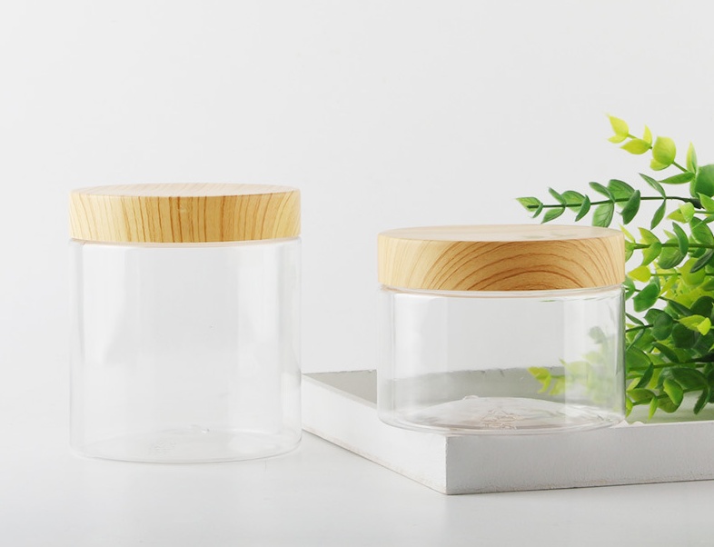 Wood grain lid lotion bottle - home decor