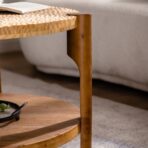 Round Coffee Table With Solid Wood For Living Room, 2-Tier Round Coffee Table With Storage Shelf, Mid Century Modern Coffee Table , Home Small Space, Easy Assembly - dining furniture