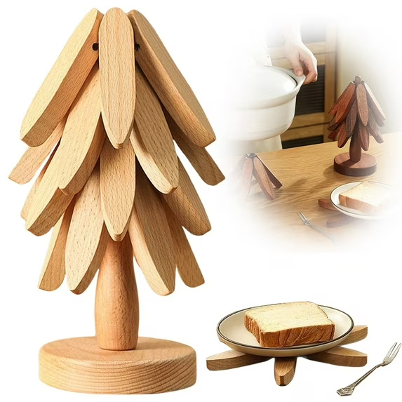Tree Design Stand Wooden Trivets Decorative Anti Scald Heat Resistant Table Mat Coaster Wood Placemats Pot Table Heat Insulation Pad - bedroom furniture