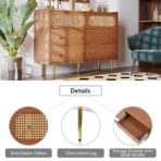 Rattan Sideboard Cabinet For Living Room, Chest Of Drawers With 6 Drawers, Walnut -40D X 120W X 90H Centimetres - decorative item