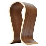 Curved wooden headphone rack - natural wood
