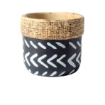 Vintage Geometric Pattern Woven Basket Indoor Planter - dining furniture