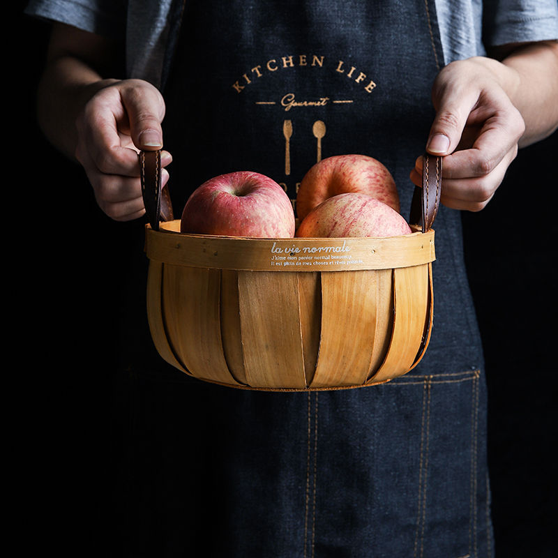 Hand-woven Wood Chip Storage Basket Storage - furniture design