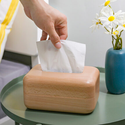 Solid Wood Paper Box Light LuxuryCreative Black Walnut TenonPaper Box OfficeLiving Room Kitchen Dining Table Tissue Box - interior design