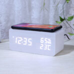 Smart Wireless Charging Wooden Alarm Clock Creative Wooden - home accessories