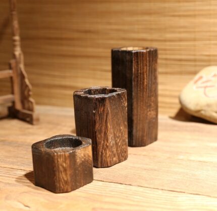 Solid wood candle holder - rustic wood