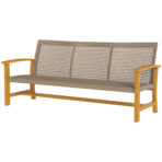 3-Seat Wicker Outdoor Couch Patio Sofa, Acacia Wood Patio Furniture With Steel Seat Armrests, Capacity, Teak - natural wood