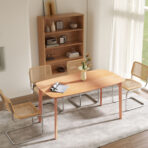 Pine Wood Dining Table for 6, 59" Rustic Rectangular Kitchen Table with Large Tabletop for Dining Room, Natural - furniture piece