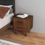 Logan Mid Century Modern Walnut Nightstand Bed Side Tables With 2 Drawers - quality furniture