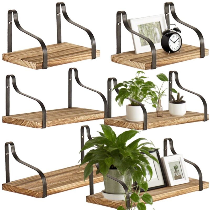 3 Pcs Wood Floating Shelves 3 Size Rustic Brown Wall Shelves Room Hanging Book Shelves Small Farmhouse Decor Wall Mounted Display For Living Room Bedroom Kitchen Bathroom Office - quality furniture