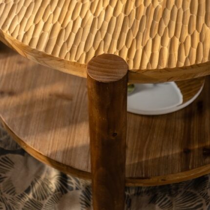 Round Coffee Table With Solid Wood For Living Room, 2-Tier Round Coffee Table With Storage Shelf, Mid Century Modern Coffee Table , Home Small Space, Easy Assembly - modern furniture