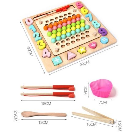Wooden Children's Multifunctional Fishing Beads Toy - bedroom furniture