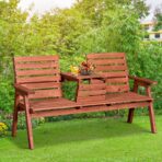 Fir Wood Convertible 2 To 3 Seater Outdoor Garden Bench Wood Tone - furniture piece