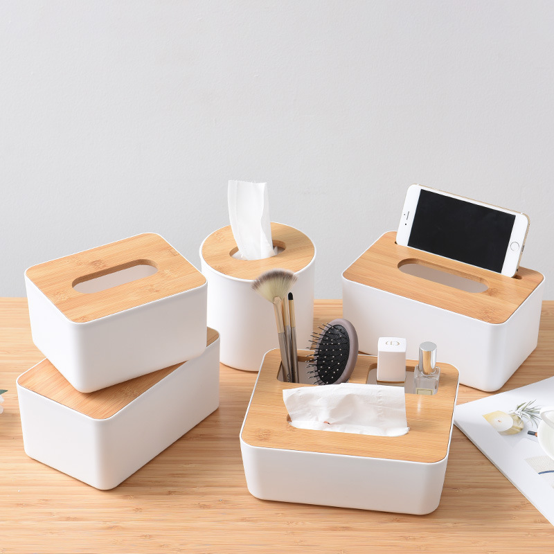 Bamboo wood tissue box - home accessories