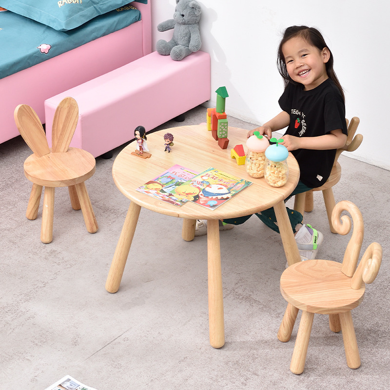 3437ece1-a45a-4c8b-bf01-2a7b5d791f5b.jpg Children's Kindergarten Solid Wood Table And Chair Suit - living room furniture