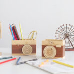 Wooden camera pen holder - wood furniture