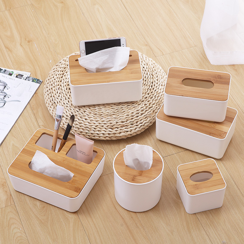Bamboo wood tissue box - handcrafted wood