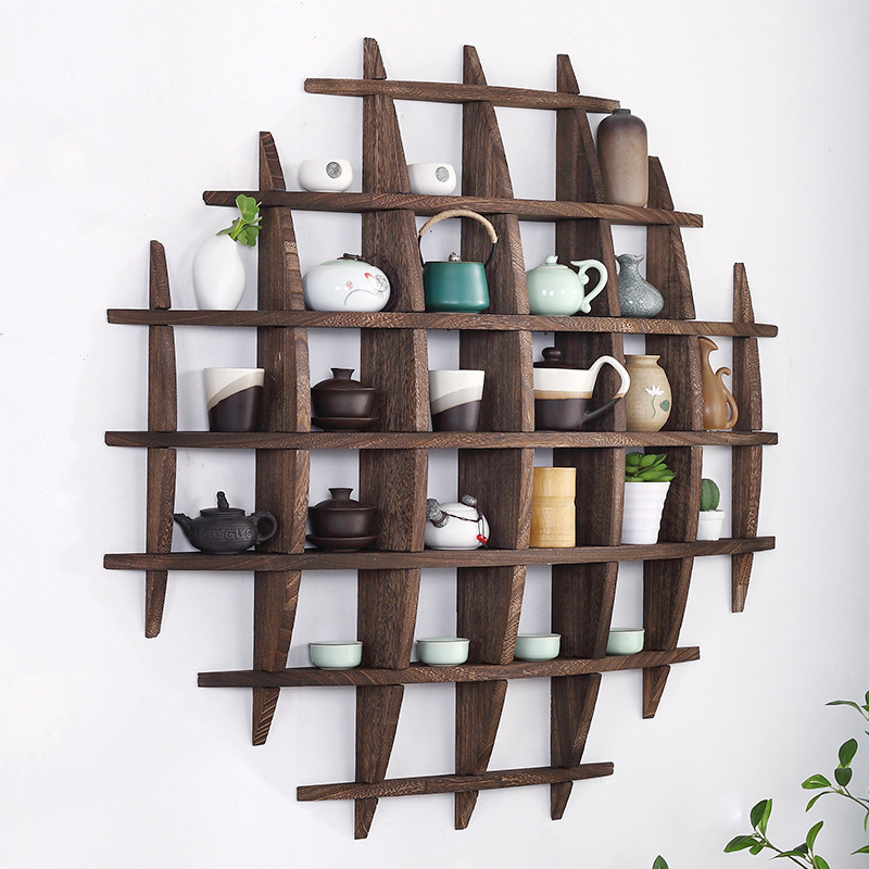 Wall-mounted Solid Wood Wall-mounted Tea Cup Holder - home decor