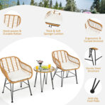 3 Pieces Rattan Furniture Set With Cushioned Chair Table - quality furniture