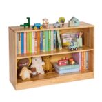 Montessori Bookshelf, 35.4 In Width Toy Storage Organizer, 2-Tier Kids Display Storage Cabinet, Daycare Furniture, Kids Bookshelf For Bedroom, Nursery, Living Room, Entryway, Preschool, Brown - modern furniture