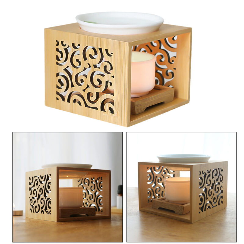 Aromatherapy Lamp Essential Oil Bamboo Wood Candle Holder - wooden craft