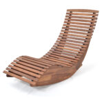 Outdoor Acacia Wood Rocking Chair With Widened Slatted Seat And High Back - decorative item