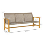 3-Seat Wicker Outdoor Couch Patio Sofa, Acacia Wood Patio Furniture With Steel Seat Armrests, Capacity, Teak - modern furniture