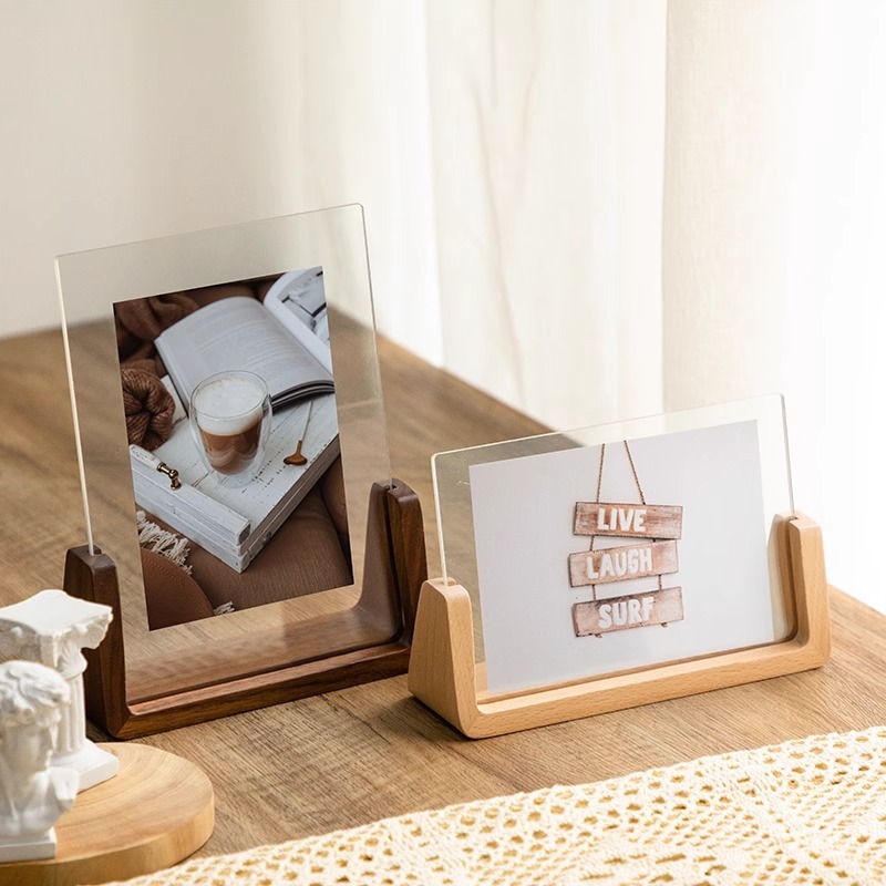 Acrylic Solid Wood Photo Frame Table - dining furniture