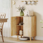 Vintage Storage Cabinet With Double Chevron Doors And Pine Wood Legs, Side Cabinet For Living Room, Kitchen, Bedroom - furniture piece