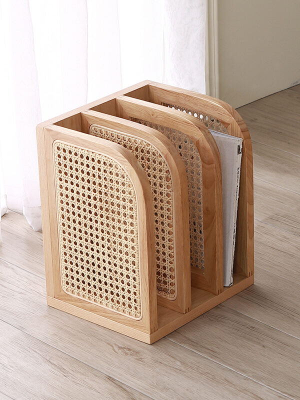 Nordic Rattan Modern Minimalist Solid Wood Bookshelf Desktop - furniture piece