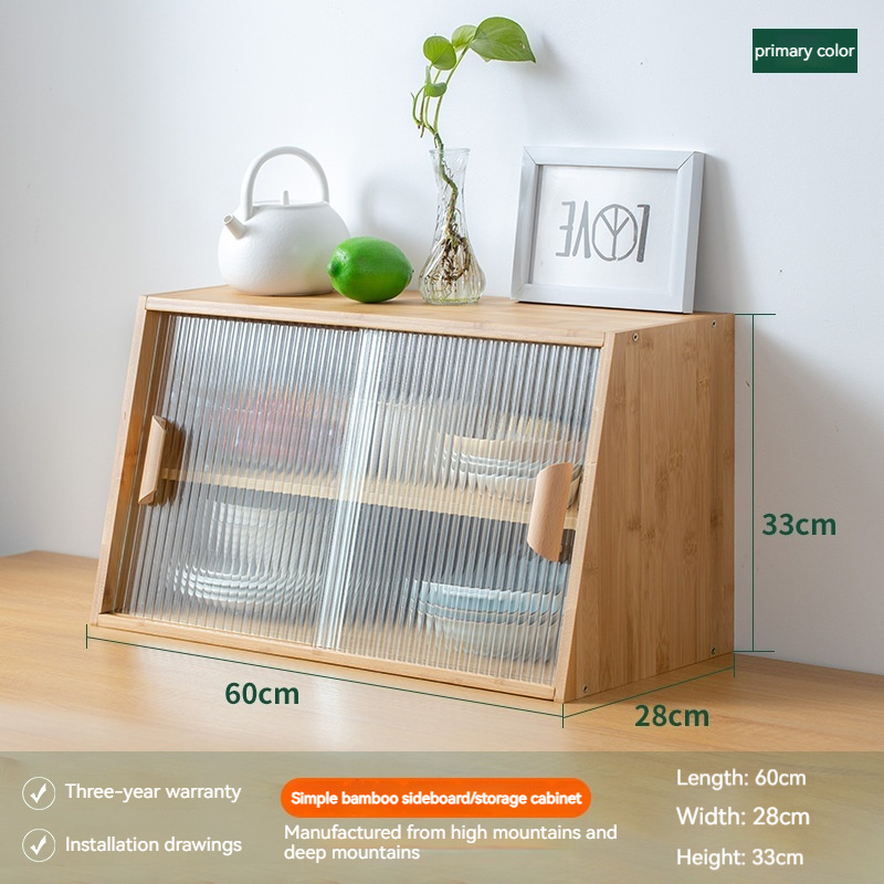 Japanese-style Small Glass Kitchen Table Top Storage Cabinet Solid Wood Household - modern furniture