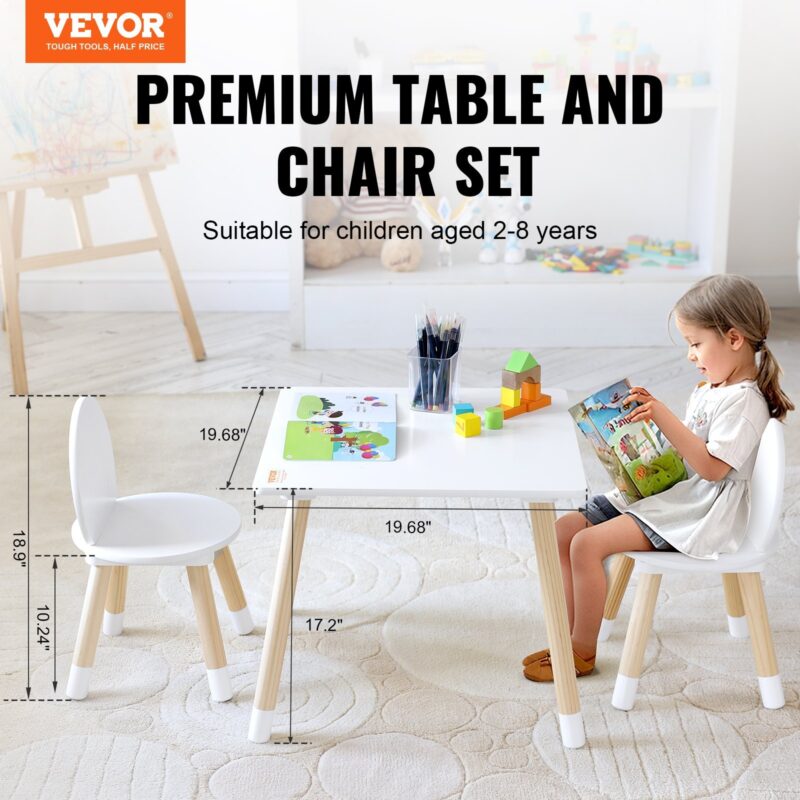 Kids Table And 2 Chairs Set, Toddler Table And Chair Set, Children Multi-Activity Table For Art, Craft, Reading, Learning, 1 Table And 2 Chairs - wooden craft