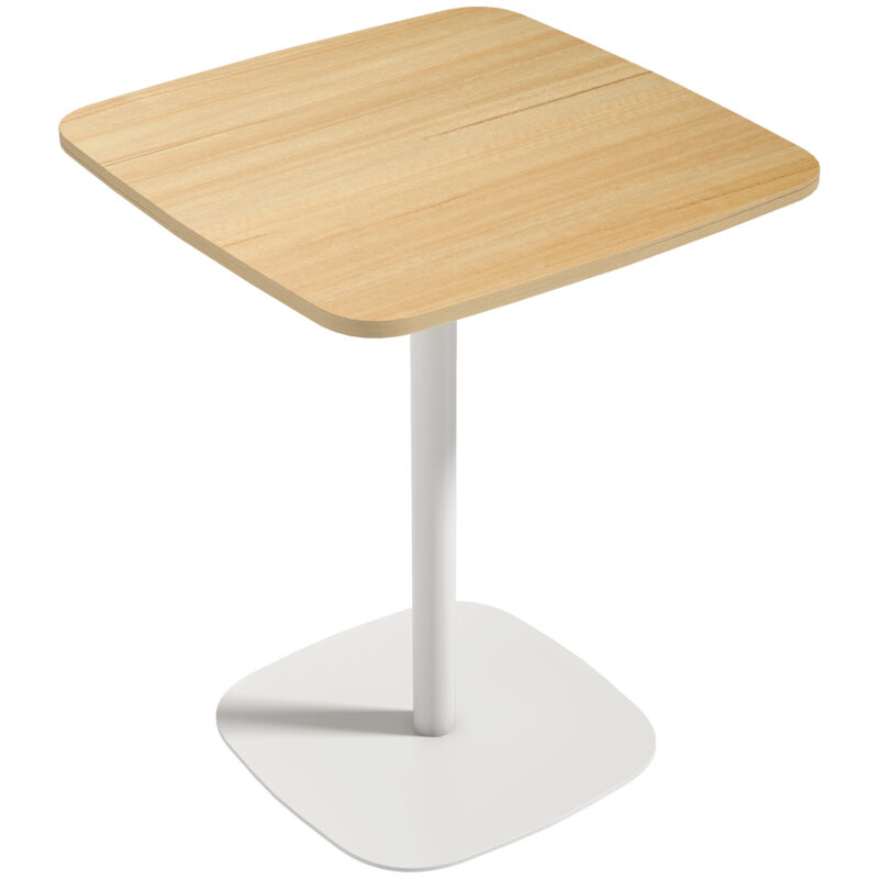 Small Dining Table, 60 Cm Square Kitchen Table With Wood-veneer Top And Steel Base - Natural Wood Finish - interior decor