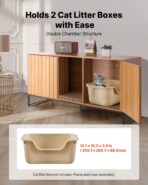 Cat Litter Box Enclosure Furniture, 47.2 In Hidden Litter Box Cabinet With Scratch Pad & Storage, Waterproof Cat Washroom End Table Cat House, Fit Most Of Litterbox, For Bedroom Living Room - natural wood