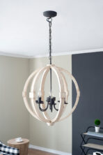 6 - Light Wood Chandelier With Adjustable Chain For Kitchen, Dining Hall Entrance, Bulb Not Included - living room furniture