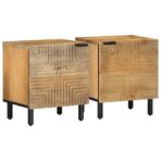 bedside tables, 2 pieces, 40x solid mango wood, - rustic wood