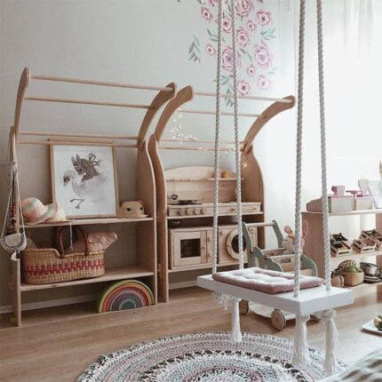 Tassel Swing Children's Room Living Room Hanging Chair Solid Wood Board Suspension - home styling