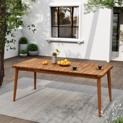 Acacia Wood Dining Table 8-Person Outdoor Table, Farmhouse Furniture For Patio, Garden, Backyard, Teak 180 LBS Weight Capacity 72L - decorative item