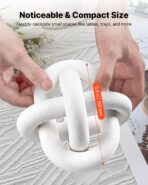 Wood Chain Link Decor, 3 Link, Hand Carved Wooden Knot Decor, Coffee Table Decoration Modern Shelf Accents, Decorative Objects For Home Living Room Bedroom Entryway Farmhouse Bookshelf, White - modern furniture