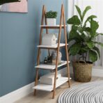 Solid Wood, Bamboo Wood, Oxford A- Shaped Ladder Display Bookshelf - interior design
