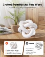 Wood Chain Link Decor, 3 Link, Hand Carved Wooden Knot Decor, Coffee Table Decoration Modern Shelf Accents, Decorative Objects For Home Living Room Bedroom Entryway Farmhouse Bookshelf, White - wooden craft