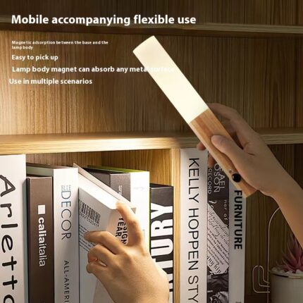 LED Wood Grain Magnetic Wall Lamp Motion Sensor USB Night Light Cabinet Closet Light Staircase Bedroom Table Bedside Lighting - home decor