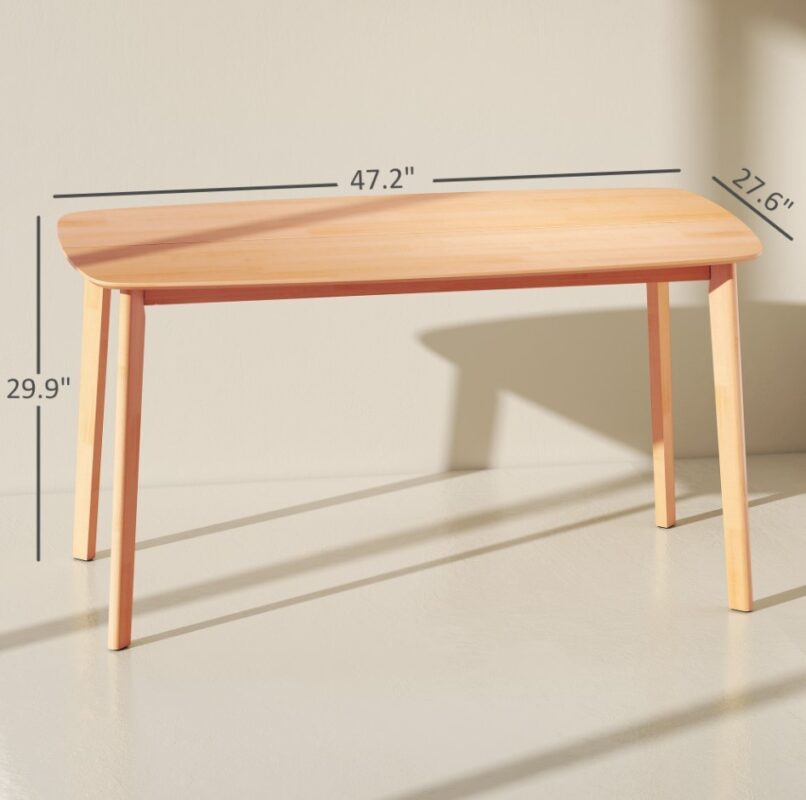 Pine Wood Dining Table For 6, 47 Rustic Rectangular Kitchen Table With Large Tabletop For Dining Room, Natural - wood furniture