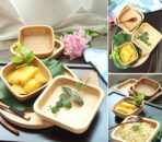 Japanese rubber wood square plate - wood furniture