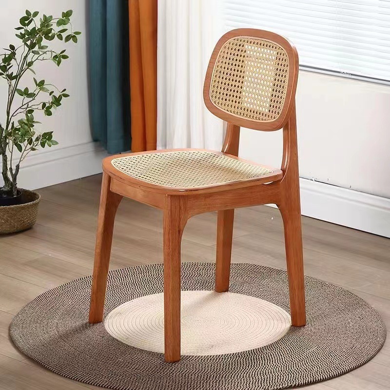 Solid Wood And Rattan Dining Chair Home Use Campana Chair - wooden decor